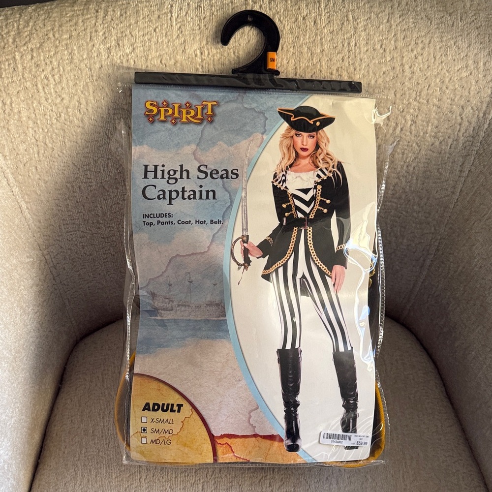 Spirit High Seas Captain Adult Costume - Black and White Stripes